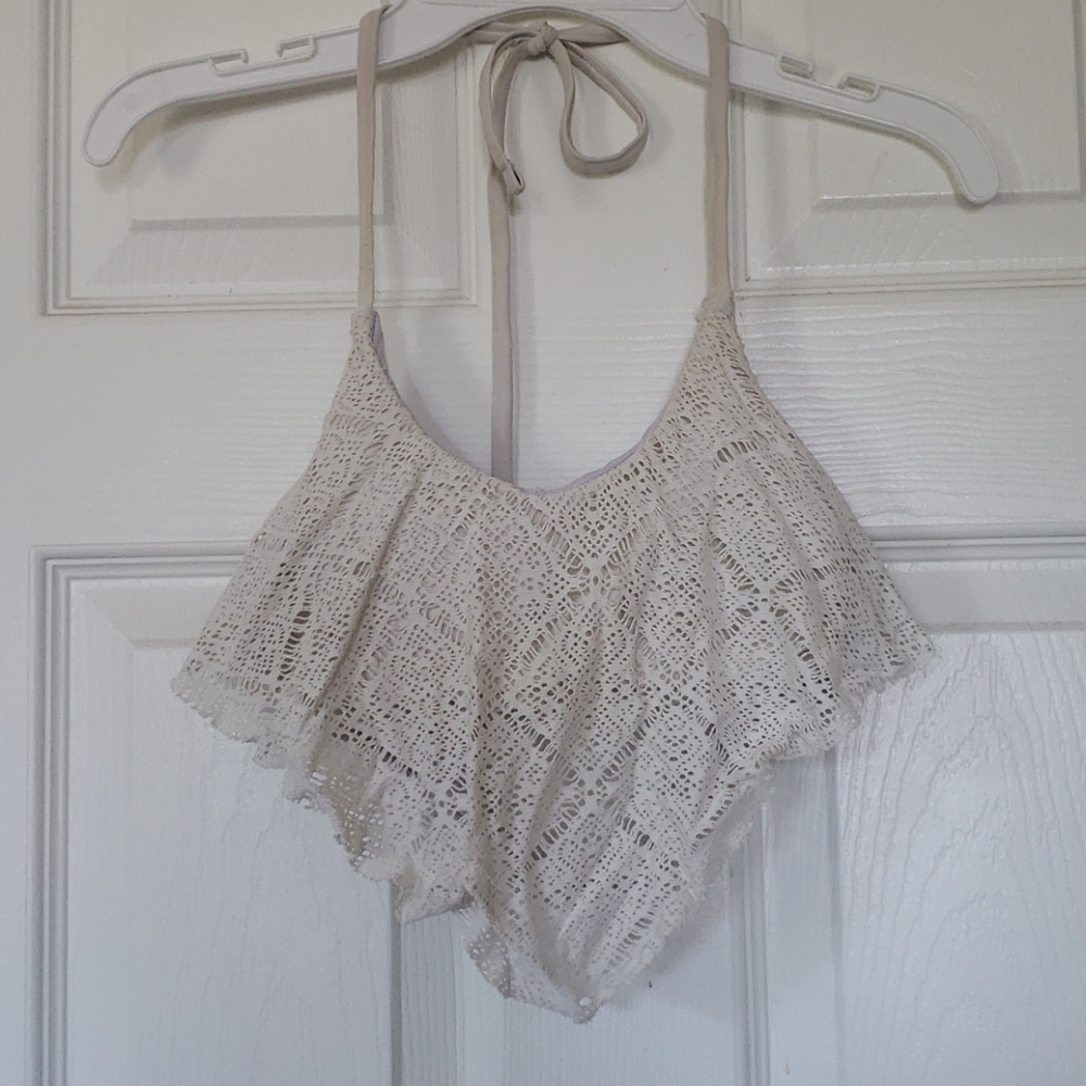 Lace halter swim top